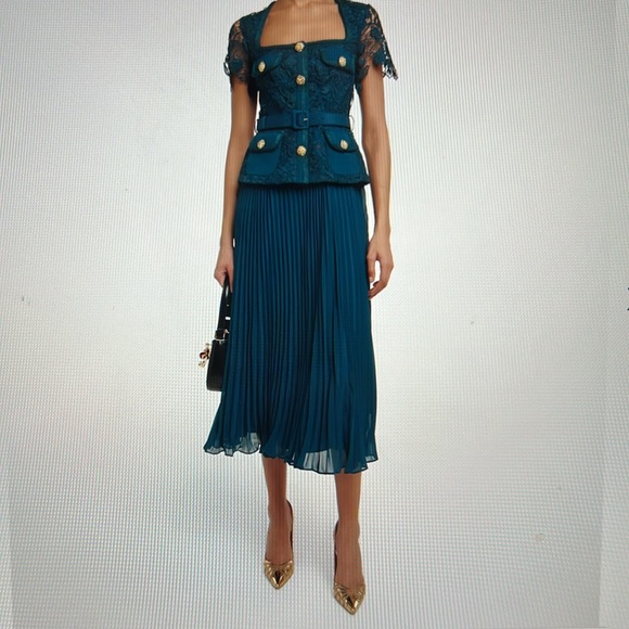 Self-Portrait Dresses & Skirts - Self Portrait teal lace bodice midi dress, size 6 US, 10 UK.